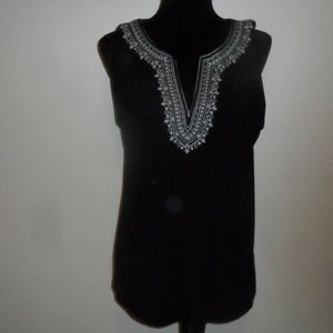 Lane Bryant Swing Tank Black w/ Embroidery  XL EUC